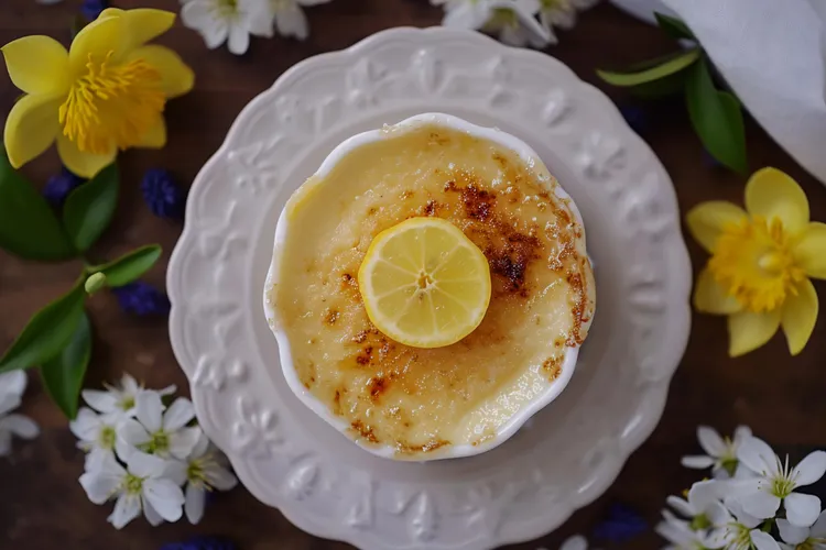 Lemon syrup baked custard
