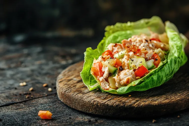 Lettuce cups with avocado & tomato salsa