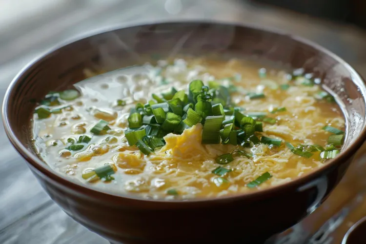 Low-carb spicy egg drop soup