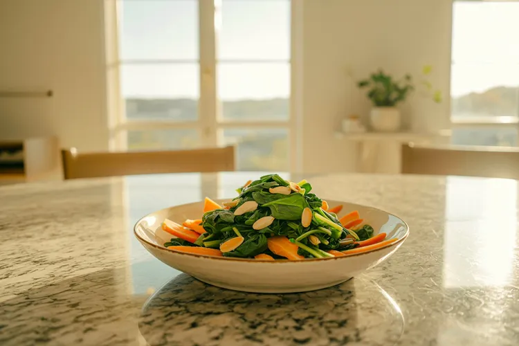 Maple-glazed carrots with spinach