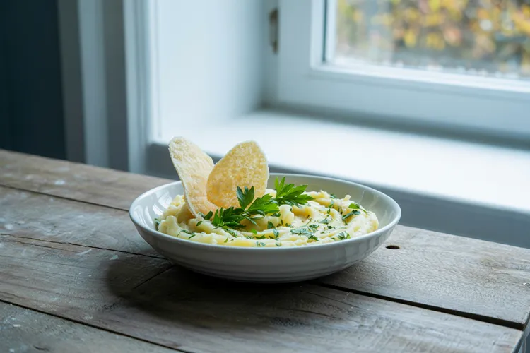 Mash with parmesan crisps