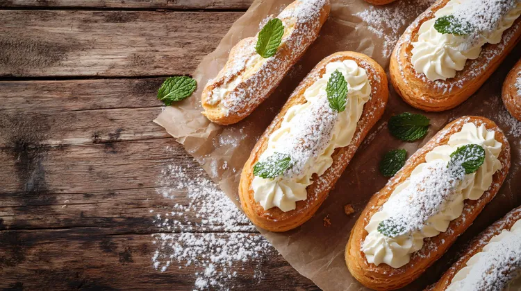 Mini raspberry and white chocolate eclairs