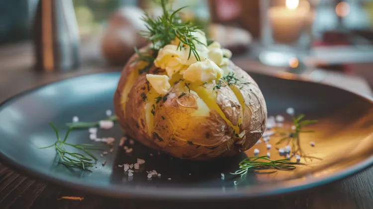 Baked potatoes with olive oil