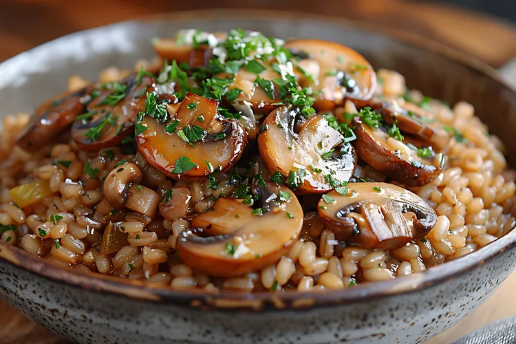 Pearl barley with mushrooms