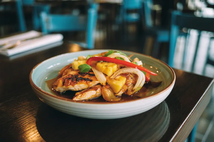 Pineapple teriyaki glazed chicken skillet