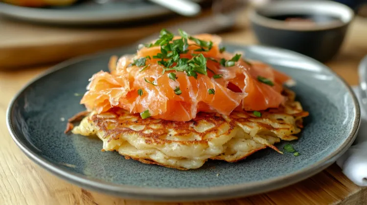 Potato rosti with smoked salmon