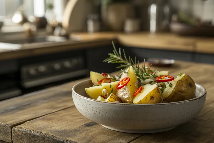 Potatoes with chilli, garlic and rosemary