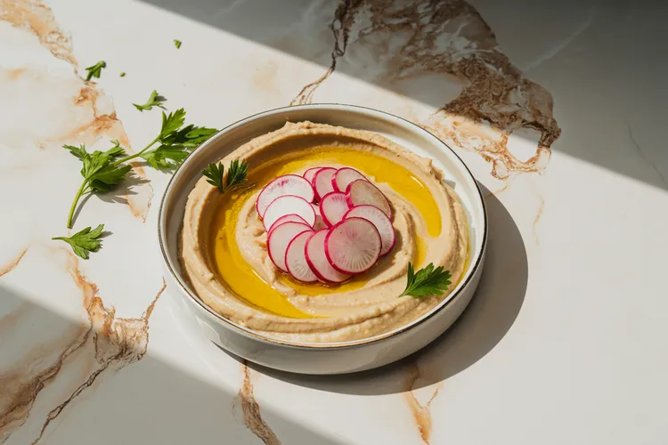 Radishes with hummus