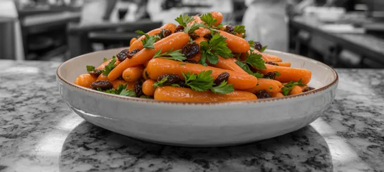 Roast baby carrots with raisins