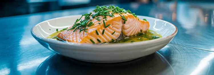 Roasted salmon with tarragon and chive sauce