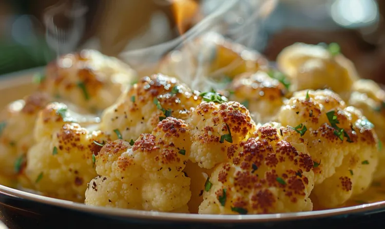 Roasted cauliflower with garlic tahini sauce