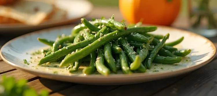 Roasted garlic green beans with thyme