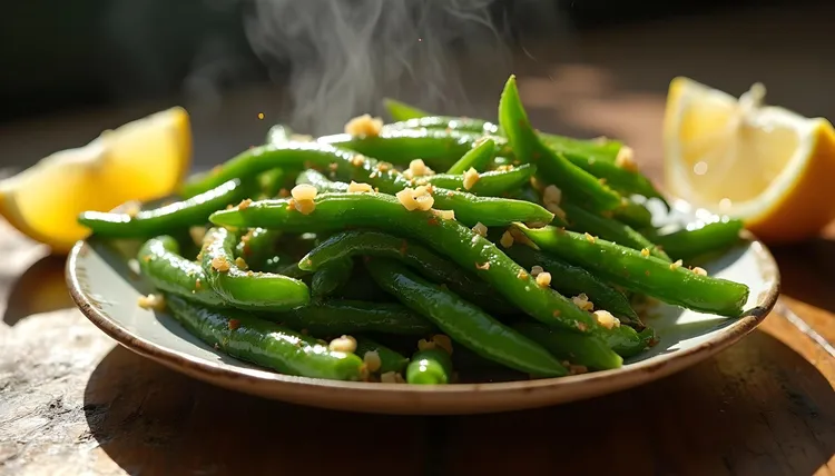 Sauteed green beans with pistachios