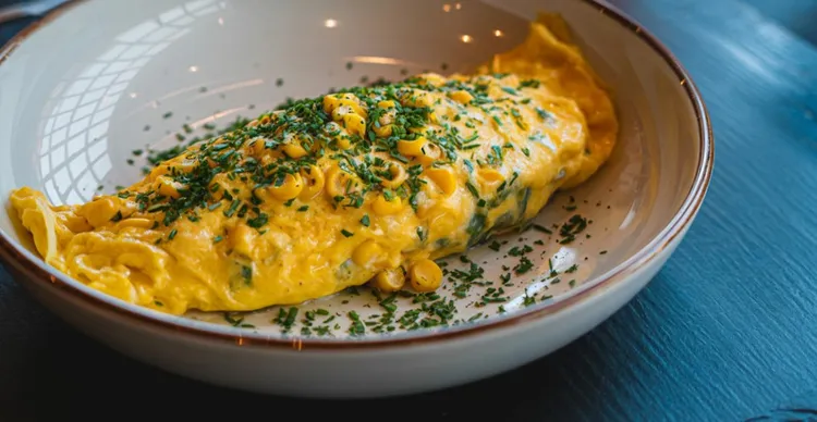 Corn omelet with chives