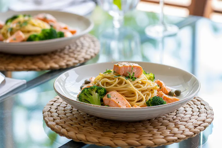 Smoked salmon spaghetti