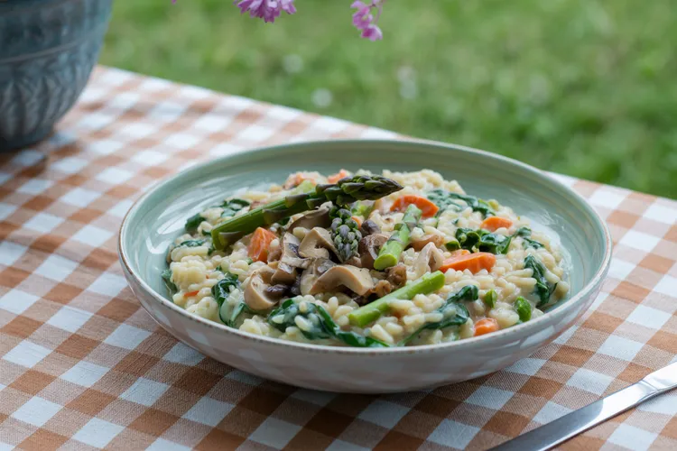 Spinach and vegetable risotto