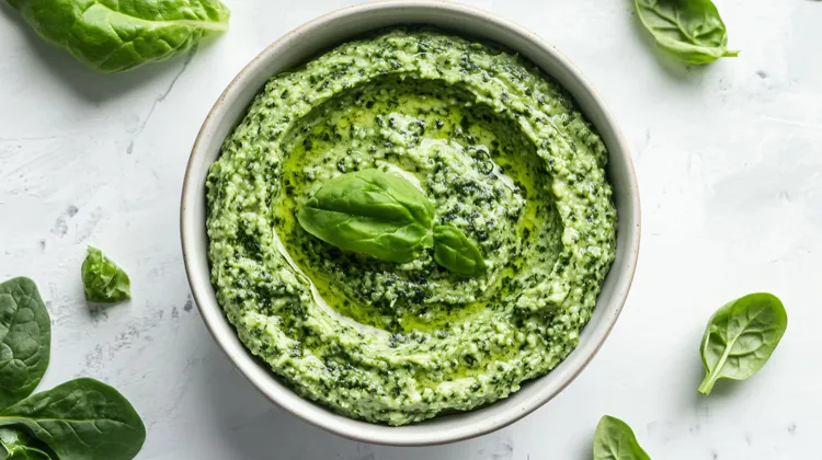 Spinach, basil and cashew dip