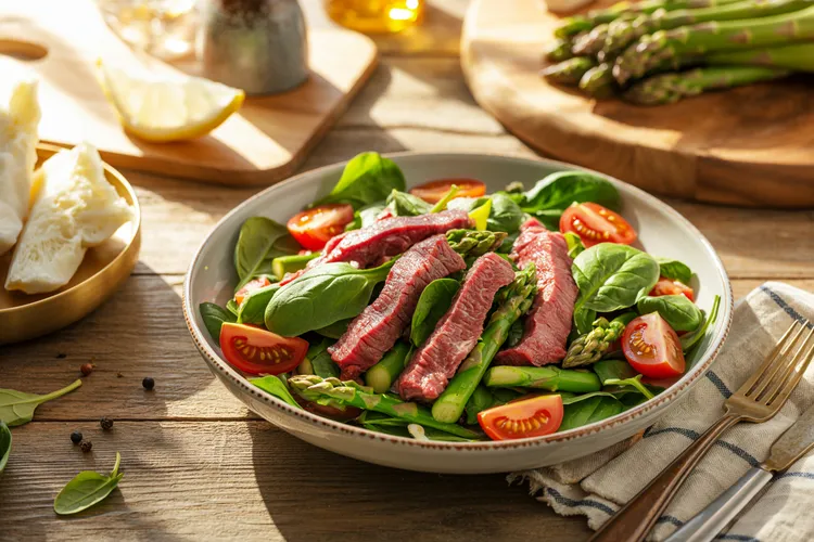 Steak and asparagus salad