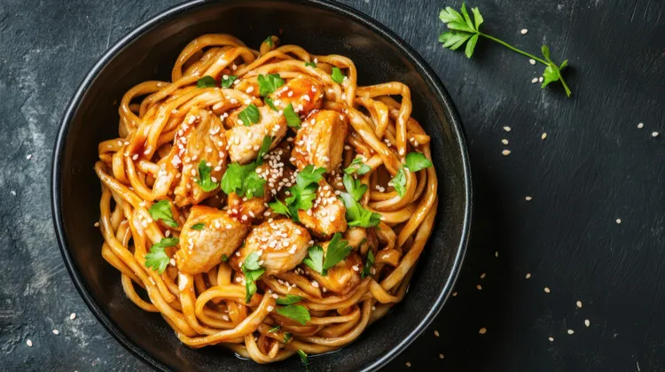 Thai-style chicken with noodles