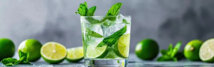 Vodka with lime & mint