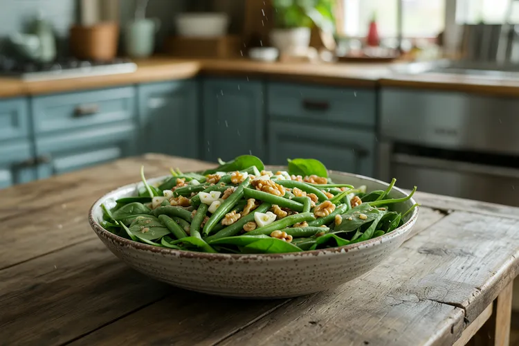 Warm spinach and bean salad