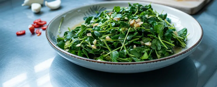 Garlic-sautéed wilted watercress