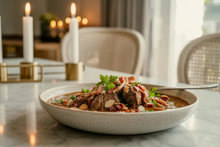 Beef with almond picada
