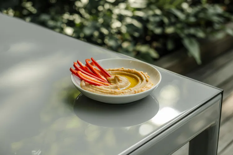 Pepper and hummus snack