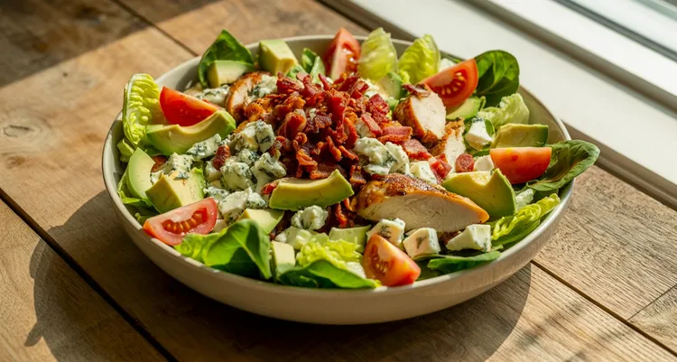 Chicken bacon salad with blue cheese