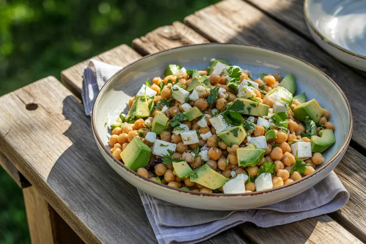 Chickpea, avocado and feta salad