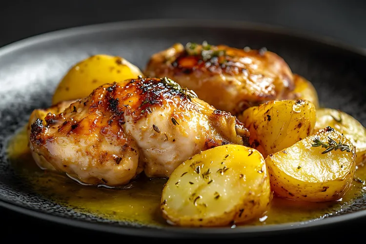 Lemon rosemary chicken with crispy smashed potatoes