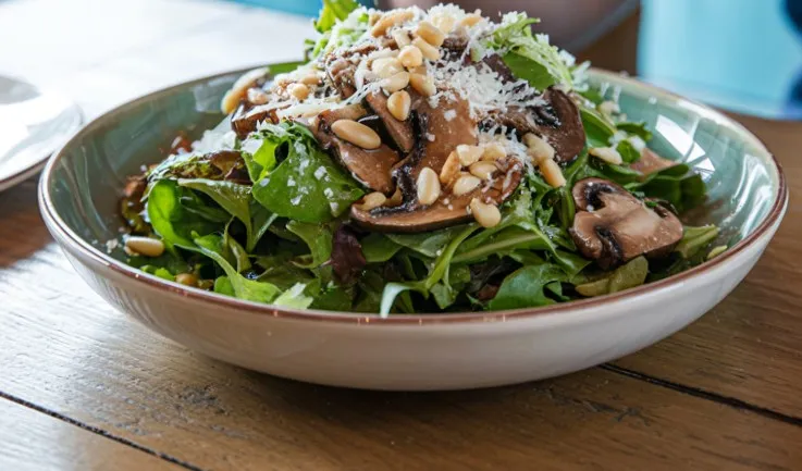 Mushroom and pine nut salad