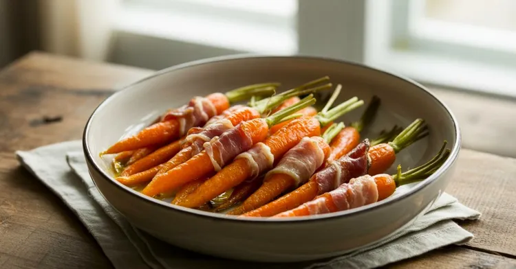 Prosciutto-wrapped baby carrots