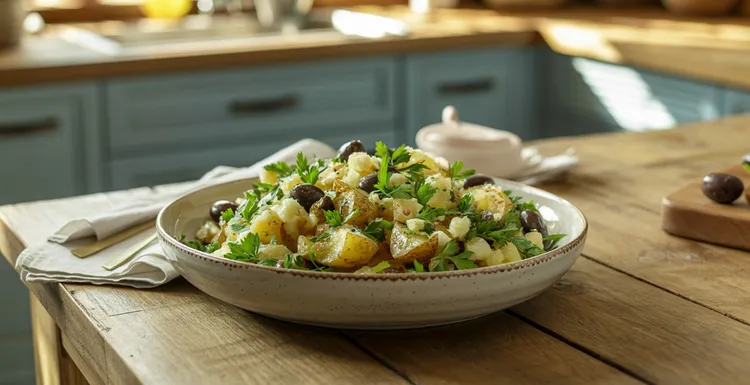 Smashed potatoes with olives