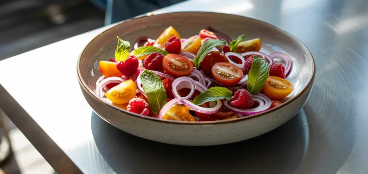 Tomato and raspberry salad