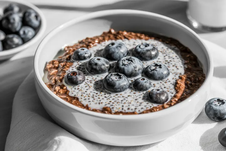 Vegan chocolate oatmeal bowl