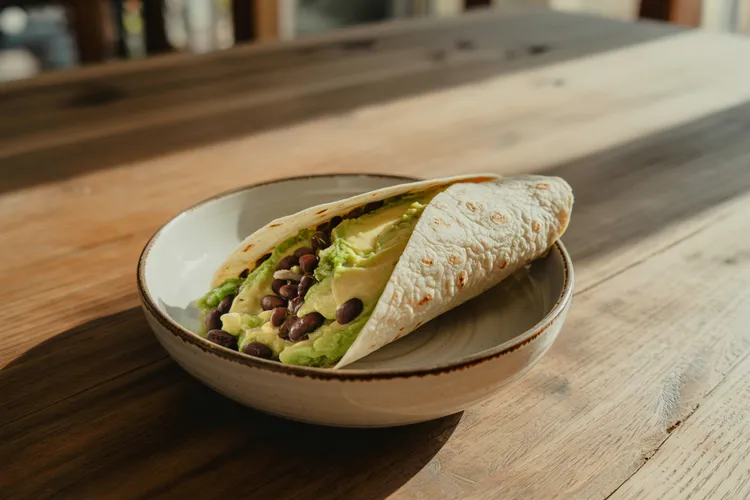 Avocado and black bean wraps