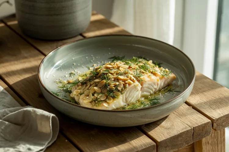 Almond and dill crusted fish