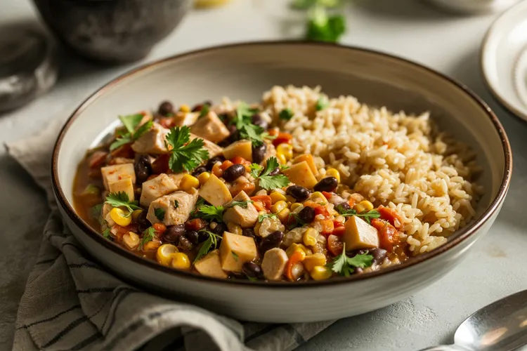 Calypso chicken over rice