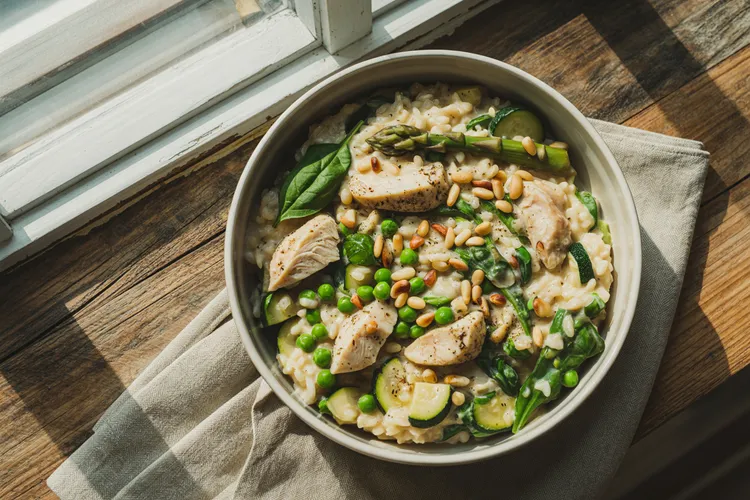Chicken primavera risotto