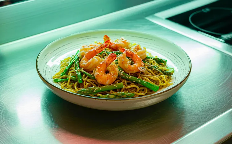 Teriyaki shrimp noodle bowl