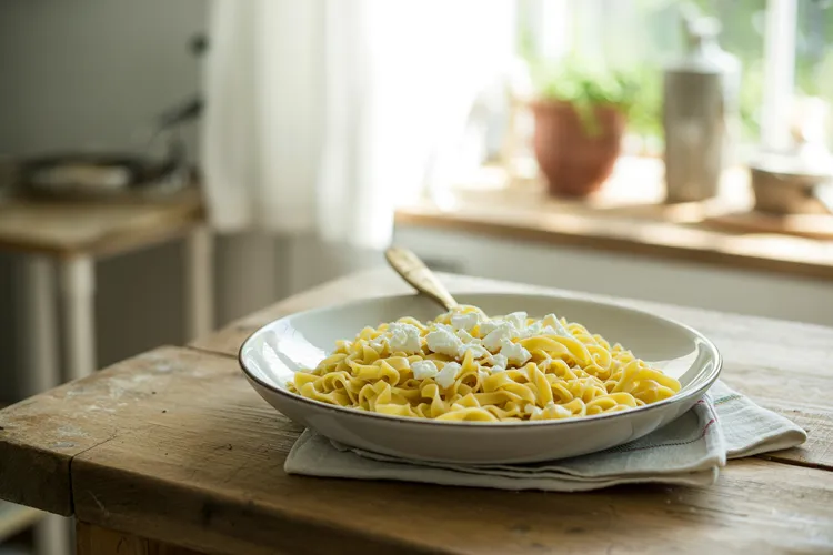 Feta egg noodles