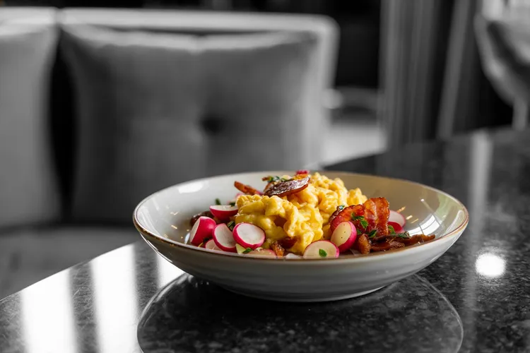 Bacon and radish fried eggs