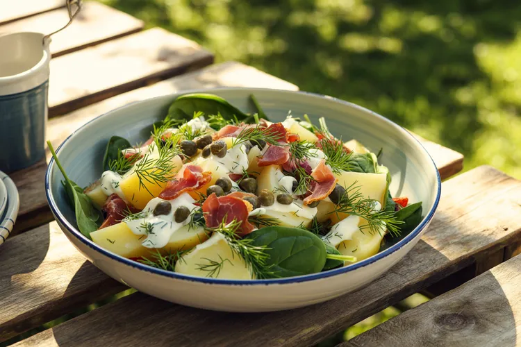 Prosciutto, dill and lemon potato salad