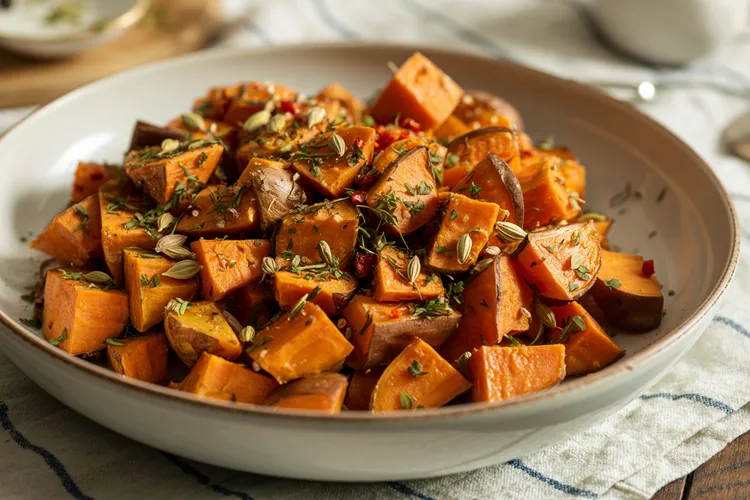 Roasted spiced sweet potatoes