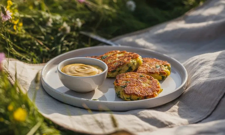 Vegan potato cakes stuffed with mushrooms