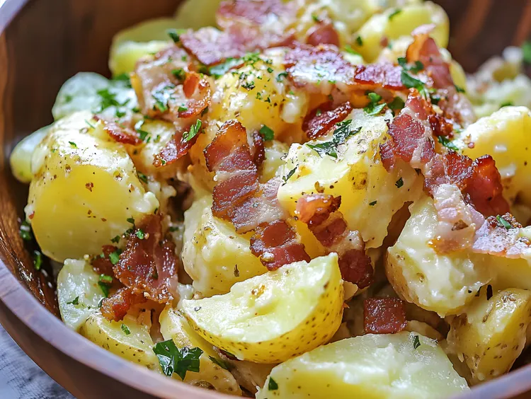 Warm potato and prosciutto salad