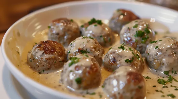 Warm yogurt and lamb kofta soup