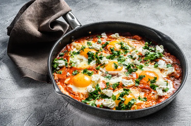 White bean shakshuka with feta and parsley