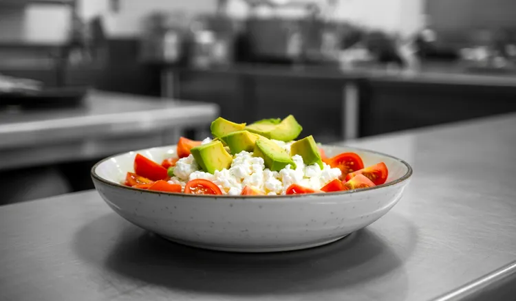Avocado & tomato cottage cheese bowl